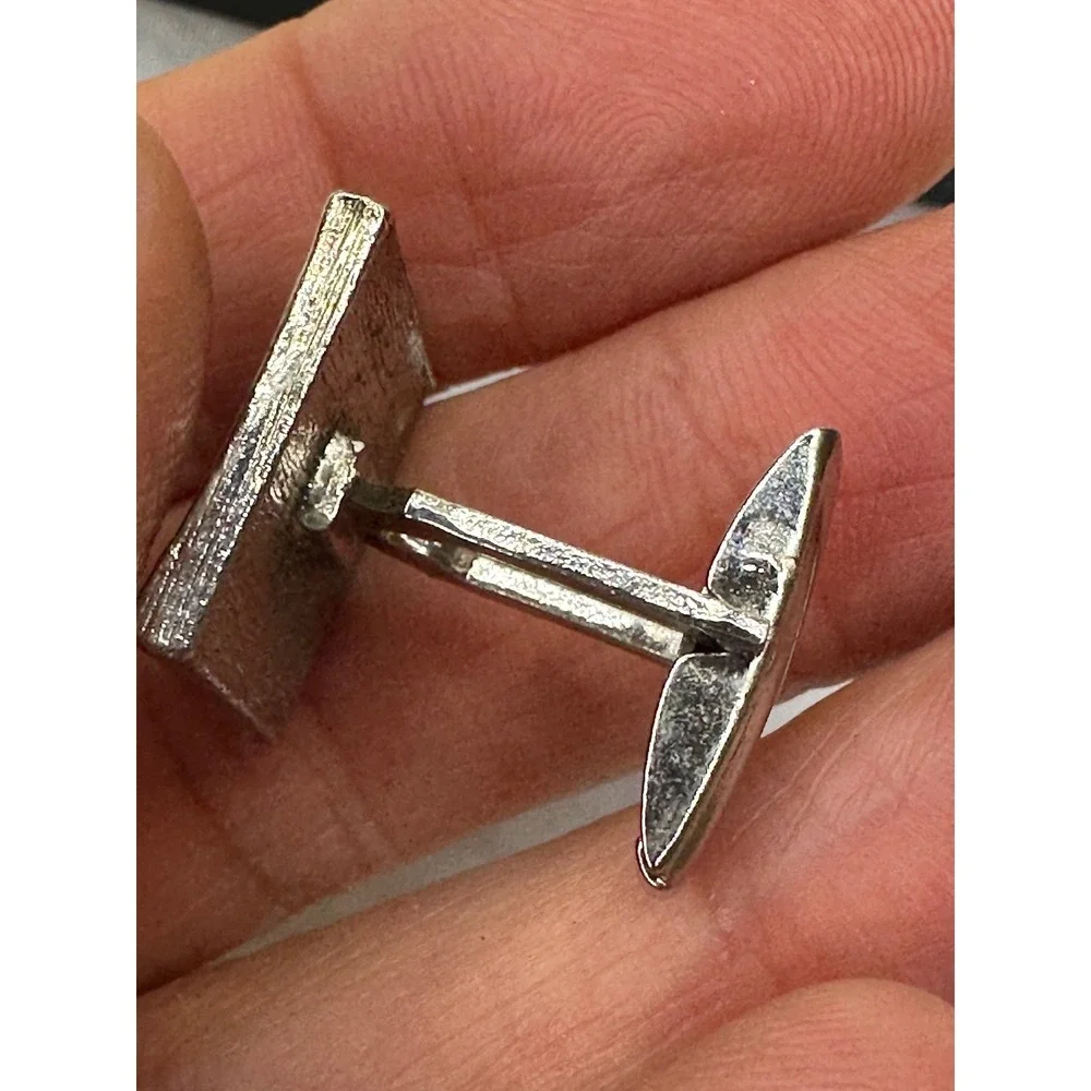 Kasmir cufflinks Tie Tack Set Blue Stone Square Silver Tone Vintage Boxed